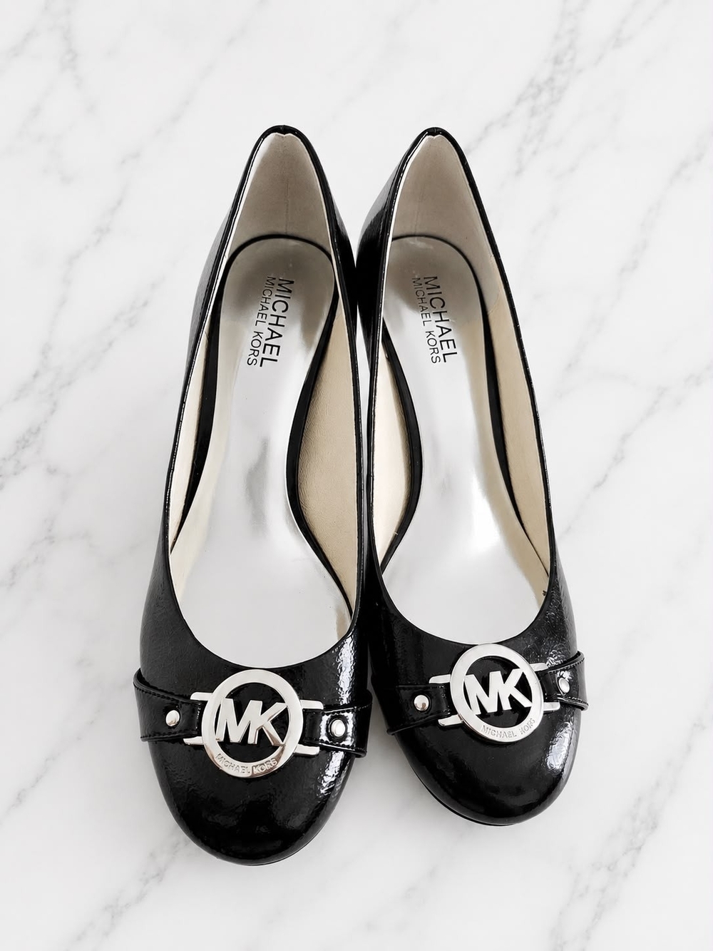 MICHAEL Michael Kors Black Patent Logo Ballet Flats